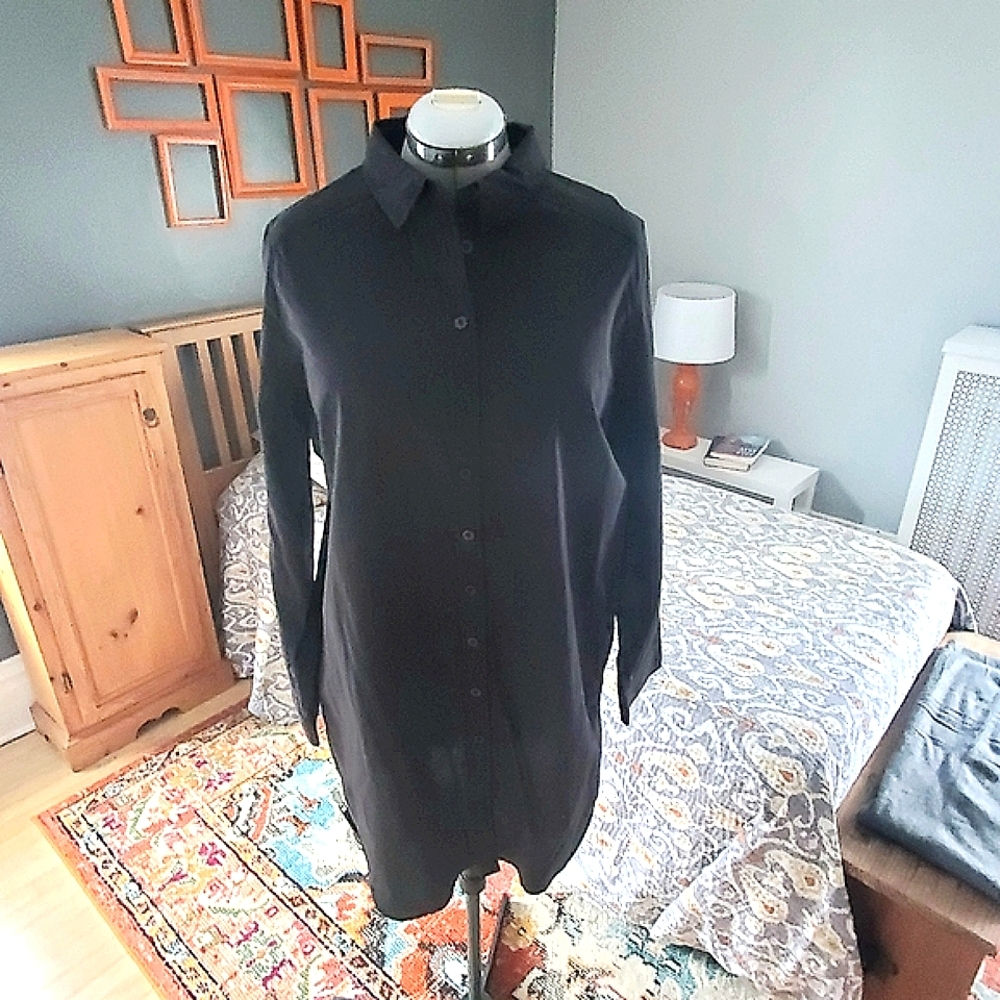 Women's longline black shirt dress stretch XXL